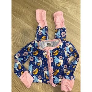 Pax & Lucy Poodle Celestial Bamboo Modal Ruffle Footie Sleeper 6-12M Blue Pink